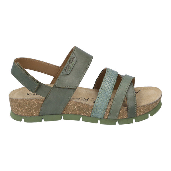 Josef Seibel Lucie 03 Ladies Sage Green Leather Touch Fastening Sandals-elevate your sole