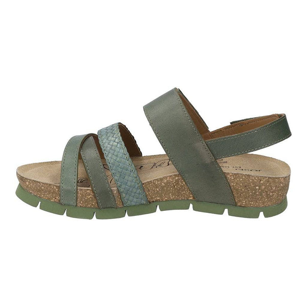 Josef Seibel Lucie 03 Ladies Sage Green Leather Touch Fastening Sandals-elevate your sole