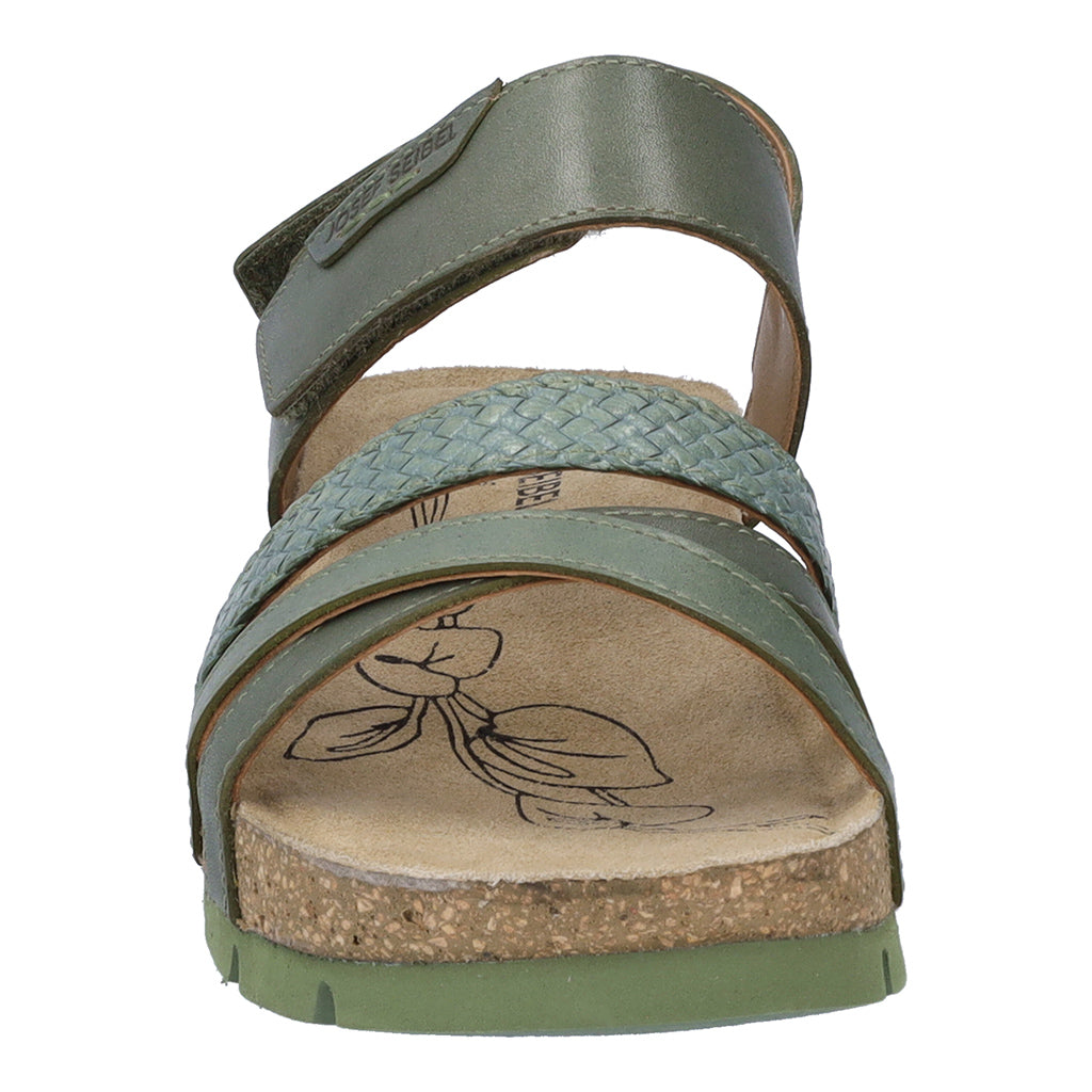 Josef Seibel Lucie 03 Ladies Sage Green Leather Touch Fastening Sandals-elevate your sole