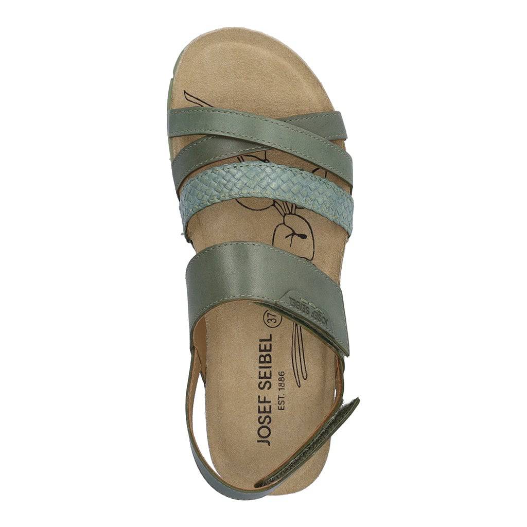 Josef Seibel Lucie 03 Ladies Sage Green Leather Touch Fastening Sandals-elevate your sole