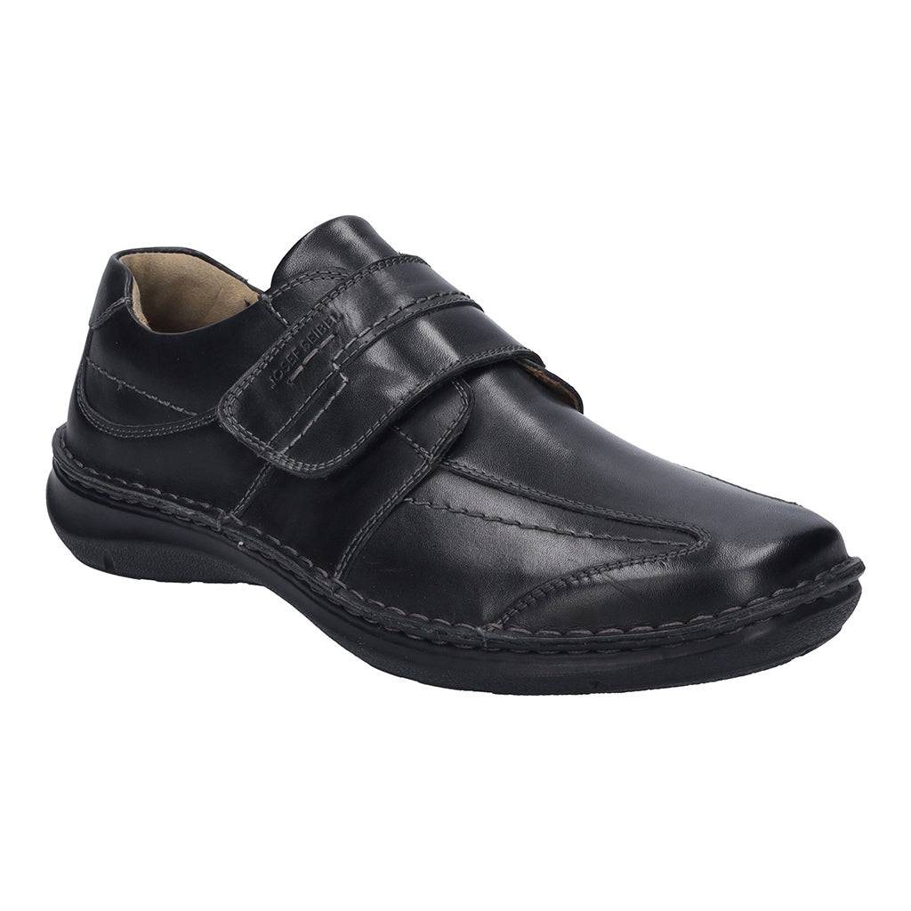 Josef Seibel New Anvers 02 Mens Wide Black Leather Arch Support Touch Fastening Shoes-elevate your sole