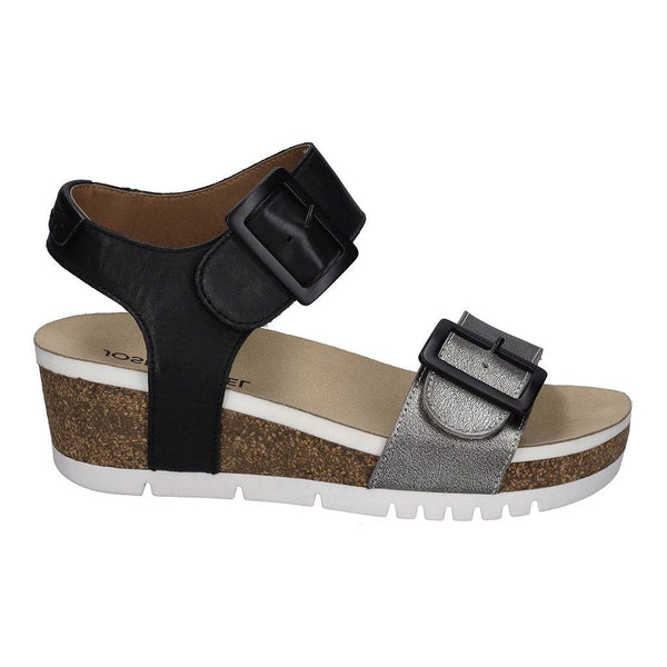 Josef Seibel Quinn 02 Ladies Basalt Grey Combi Leather Arch Support Touch Fastening Sandals-elevate your sole