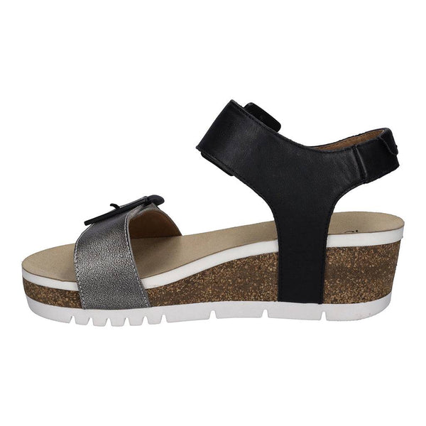 Josef Seibel Quinn 02 Ladies Basalt Grey Combi Leather Arch Support Touch Fastening Sandals-elevate your sole