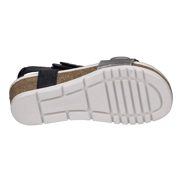 Josef Seibel Quinn 02 Ladies Basalt Grey Combi Leather Arch Support Touch Fastening Sandals-elevate your sole