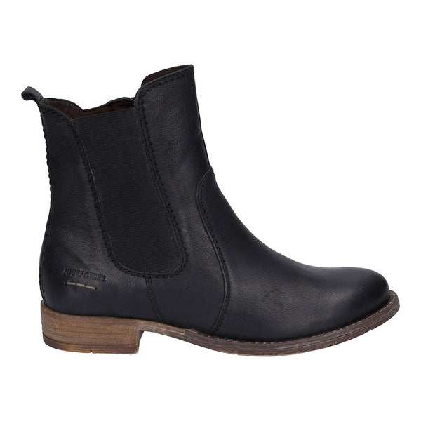 Josef Seibel Sienna 80 Ladies Black Leather Side Zip Ankle Boots-elevate your sole