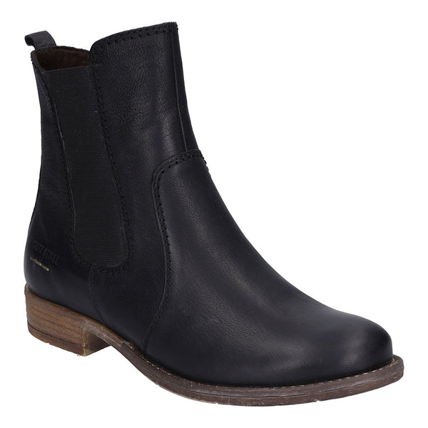 Josef Seibel Sienna 80 Ladies Black Leather Side Zip Ankle Boots-elevate your sole