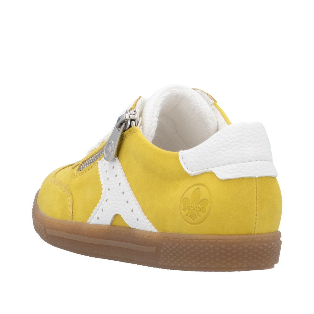 Rieker L9700-68 Ladies Yellow Zip & Lace Trainers