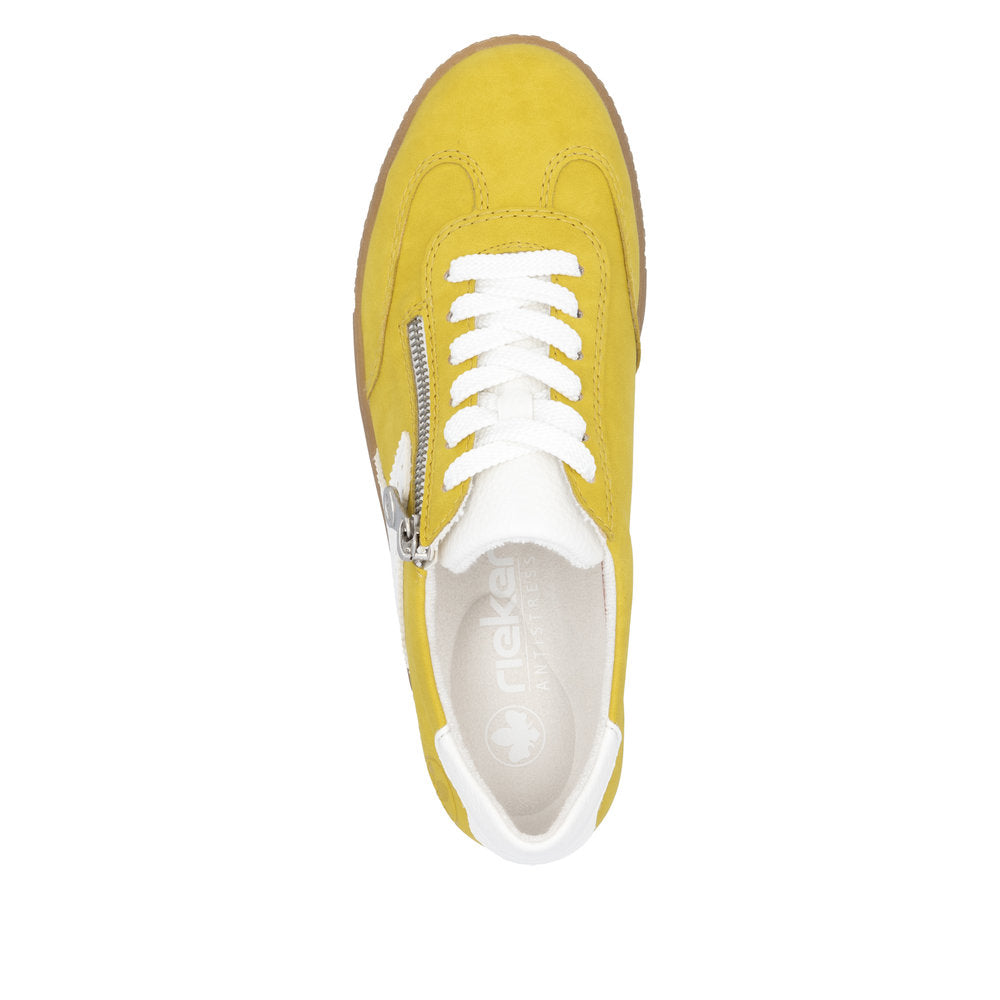 Rieker L9700-68 Ladies Yellow Zip & Lace Trainers