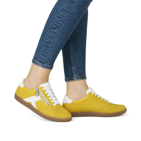 Rieker L9700-68 Ladies Yellow Zip & Lace Trainers