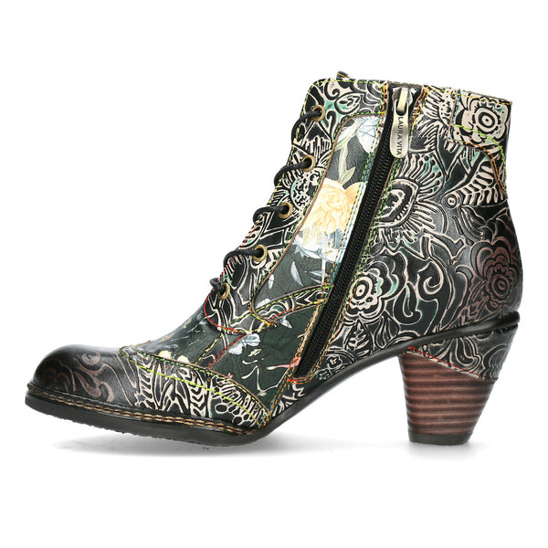 Laura Vita Alcizeeo 01 Ladies Black Leather & Textile Zip & Lace Ankle Boots-elevate your sole