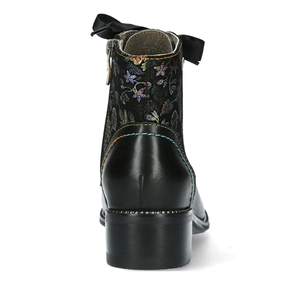 Laura Vita Emcmao 05 Ladies Black Leather & Textile Zip & Lace Ankle Boots-elevate your sole