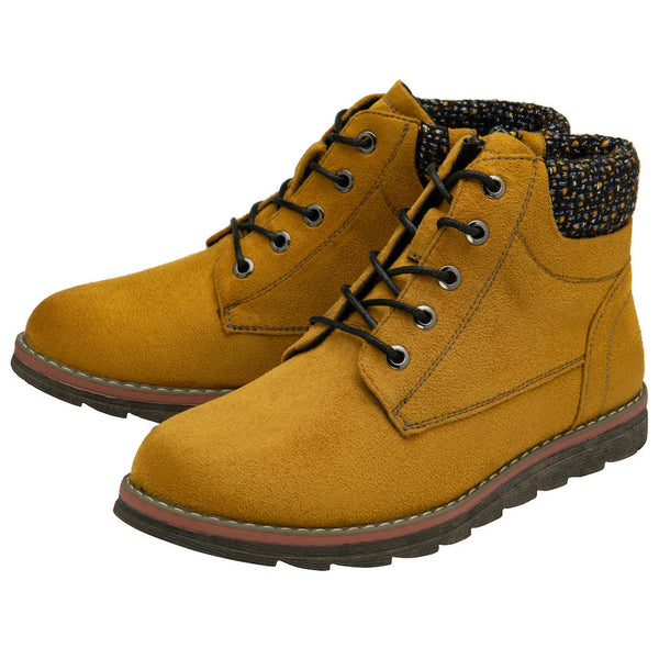 Lotus Drew Ladies Mustard Yellow Textile Zip & Lace Ankle Boots-elevate your sole