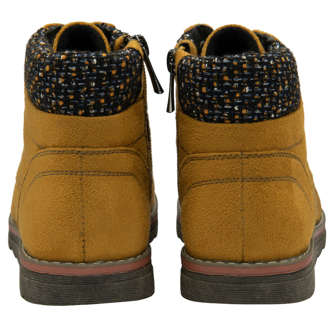 Lotus Drew Ladies Mustard Yellow Textile Zip & Lace Ankle Boots-elevate your sole