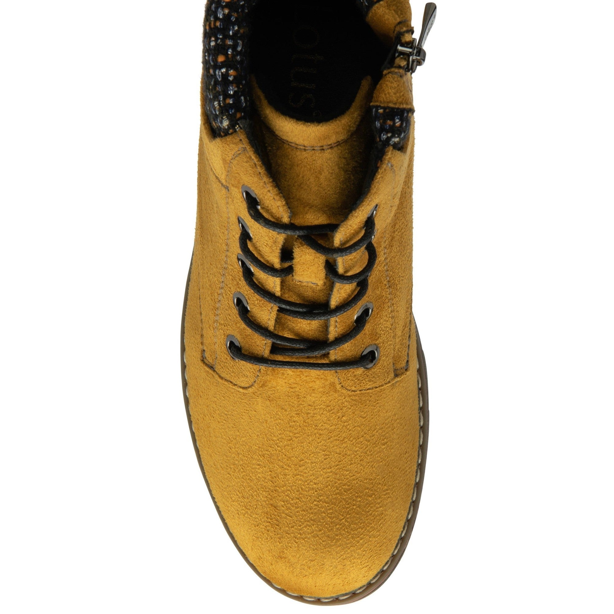 Lotus Drew Ladies Mustard Yellow Textile Zip & Lace Ankle Boots-elevate your sole