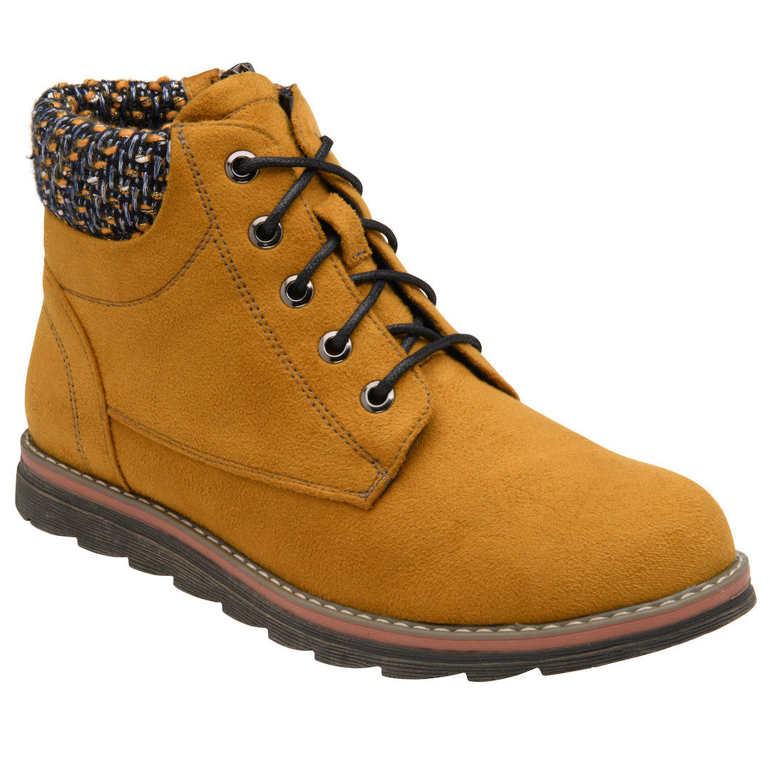 Lotus Drew Ladies Mustard Yellow Textile Zip & Lace Ankle Boots-elevate your sole