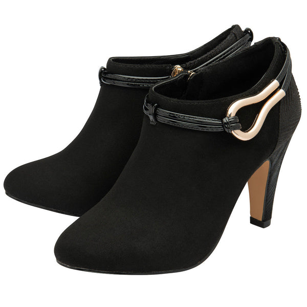 Lotus Gloria Ladies Black Textile Side Zip Shoe Boots-elevate your sole