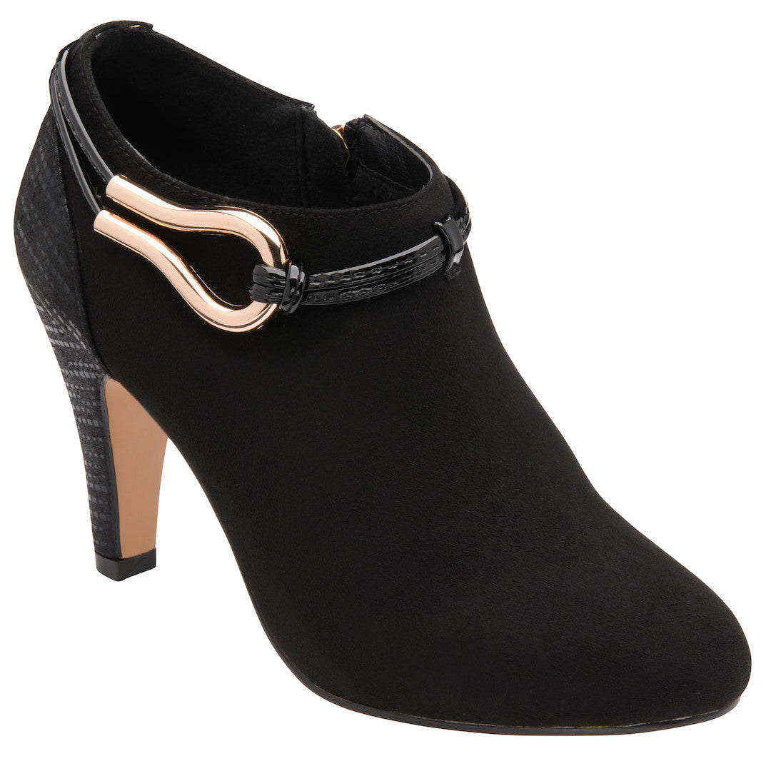 Lotus Gloria Ladies Black Textile Side Zip Shoe Boots-elevate your sole