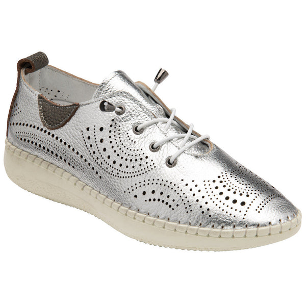 Lotus Katya ULS327 Ladies Silver Leather Elasticated Shoes-elevate your sole