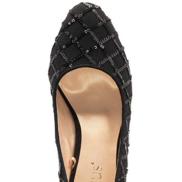 Lotus Lucia Ladies Black Textile Heels-elevate your sole