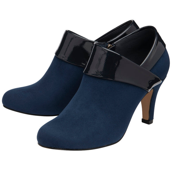 Lotus Maya Ladies Navy & Patent Side Zip Shoe Boots-elevate your sole