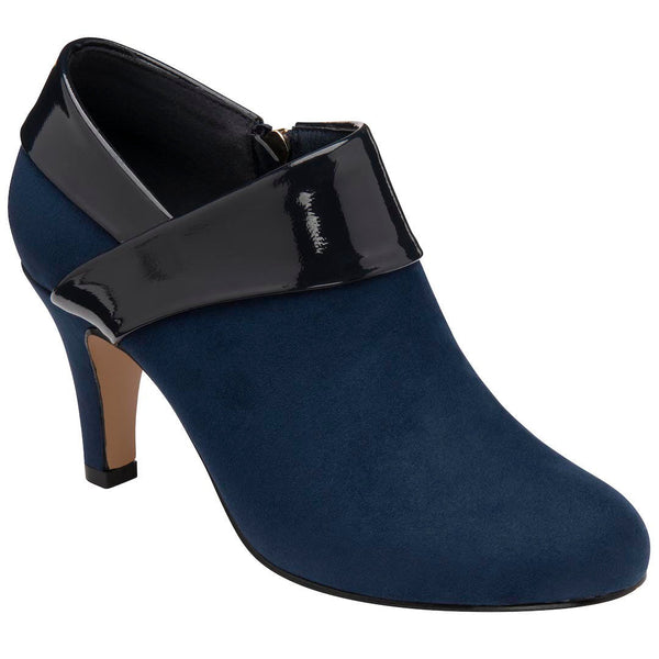 Lotus Maya Ladies Navy & Patent Side Zip Shoe Boots-elevate your sole