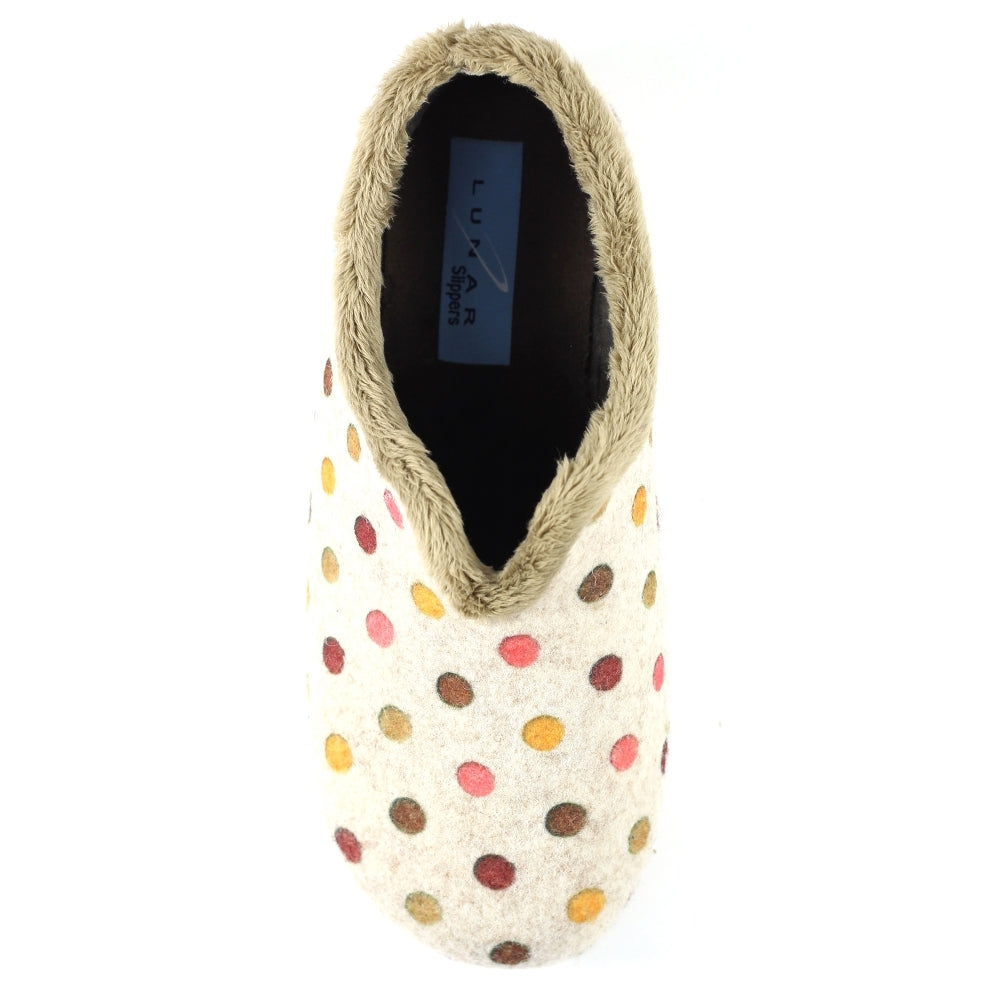 Lunar Enzo KLA186 Ladies Beige Textile Slip On Slippers-elevate your sole