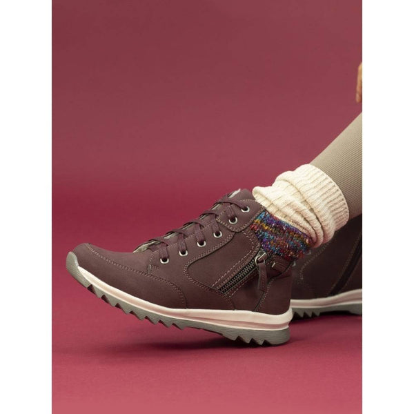 Lunar GLB115 Buttermere Ladies Burgundy Waterproof Zip & Lace Ankle Boots-elevate your sole