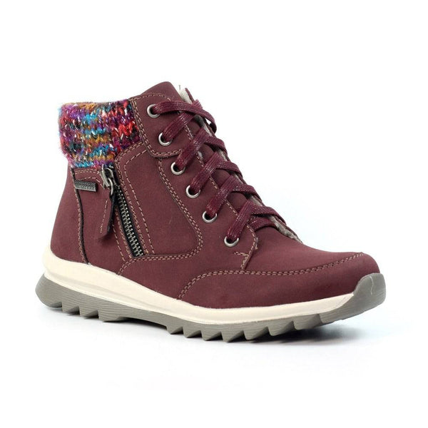 Lunar GLB115 Buttermere Ladies Burgundy Waterproof Zip & Lace Ankle Boots-elevate your sole