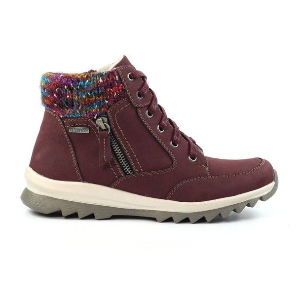 Lunar GLB115 Buttermere Ladies Burgundy Waterproof Zip & Lace Ankle Boots-elevate your sole