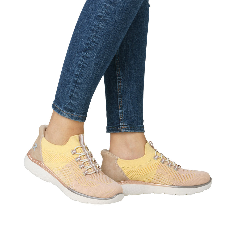 Rieker M5066-68 Ladies Wide Sun Textile Elasticated Trainers