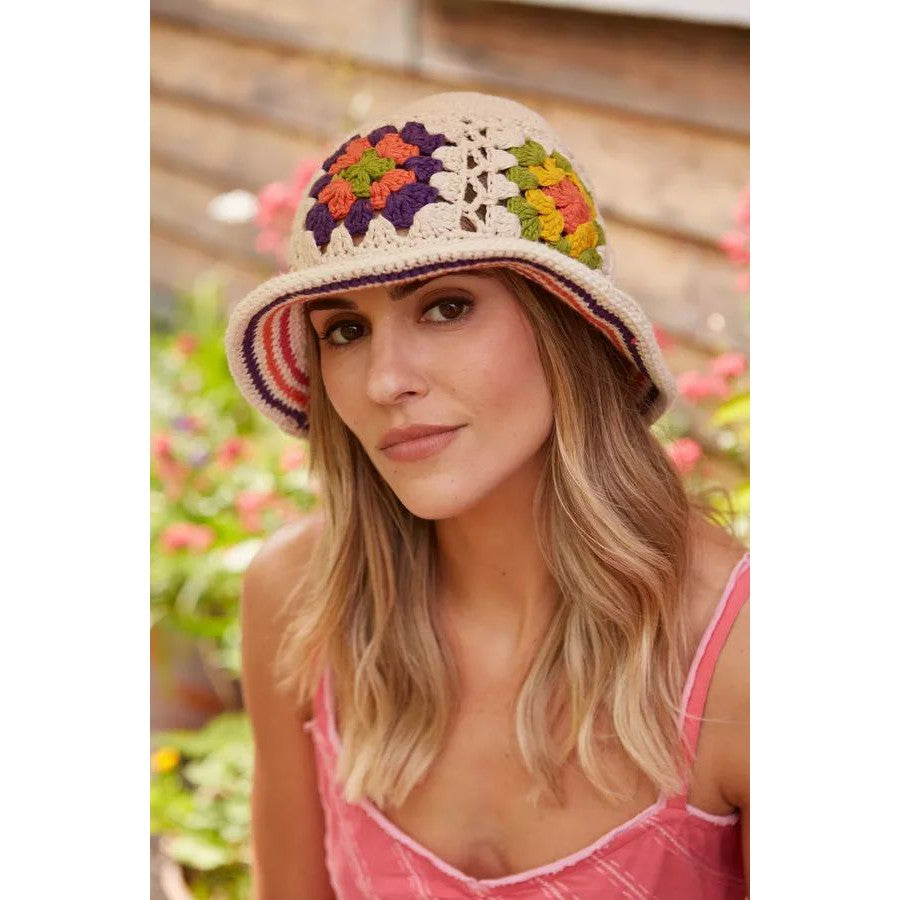 Pachamama Woodstock Cotton Bucket Hat Cream-elevate your sole