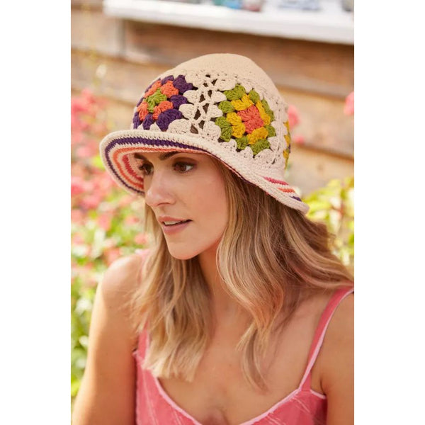 Pachamama Woodstock Cotton Bucket Hat Cream-elevate your sole