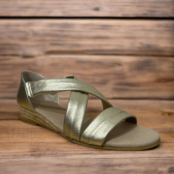 Pinaz 317 AO Gold Leather Espadrille Sandals-elevate your sole