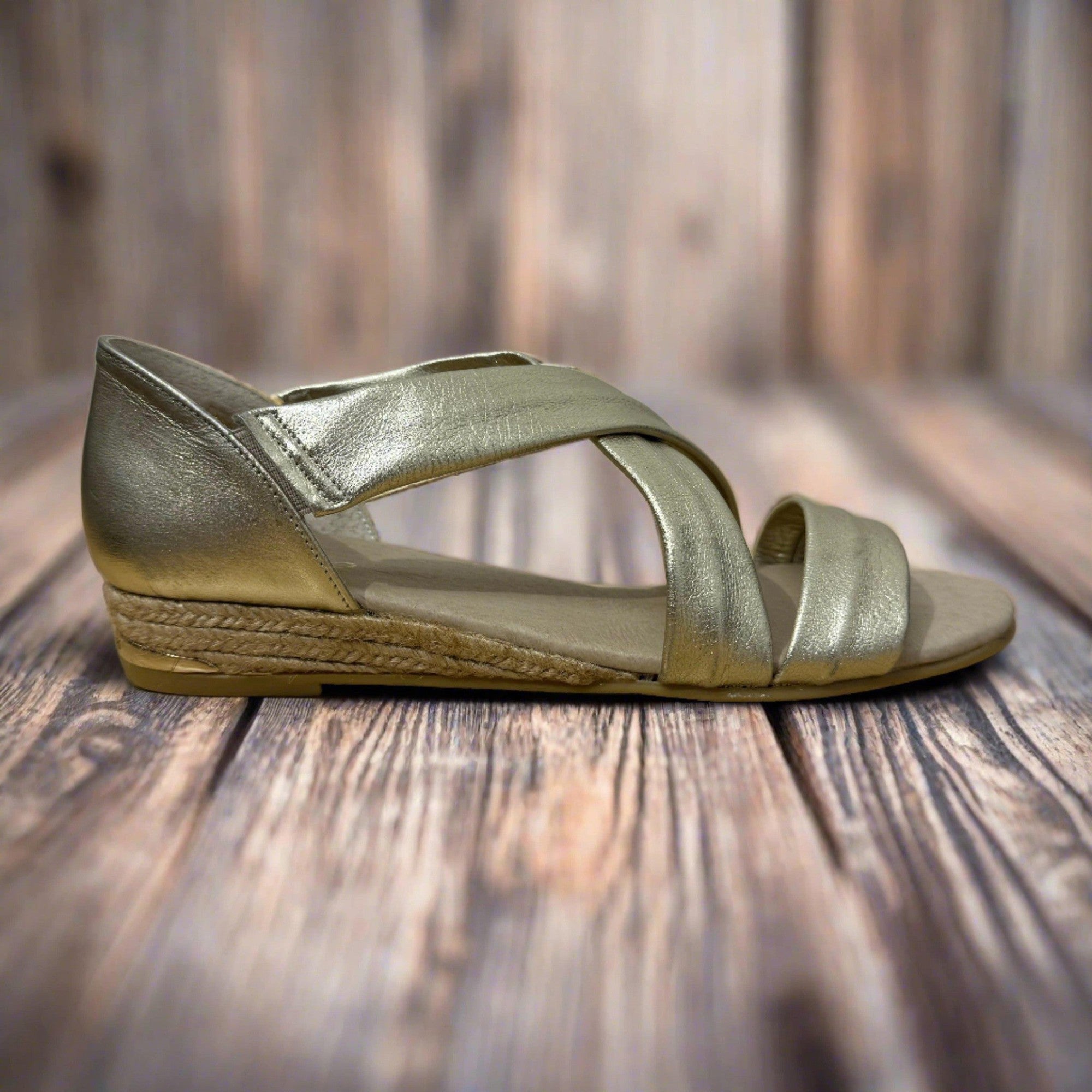 Pinaz 317 AO Gold Leather Espadrille Sandals-elevate your sole