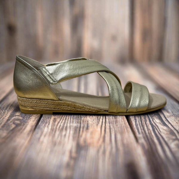 Pinaz 317 AO Gold Leather Espadrille Sandals-elevate your sole