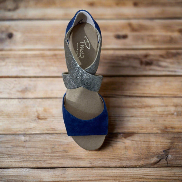 Pinaz 416/5 Ocean Platinum Elasticated Espadrille Wedges-elevate your sole