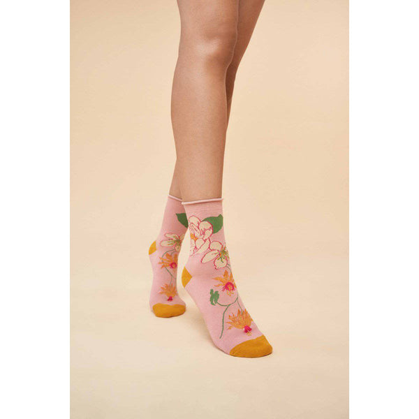 Powder Tropical Flora Ankle Socks - Petal-elevate your sole