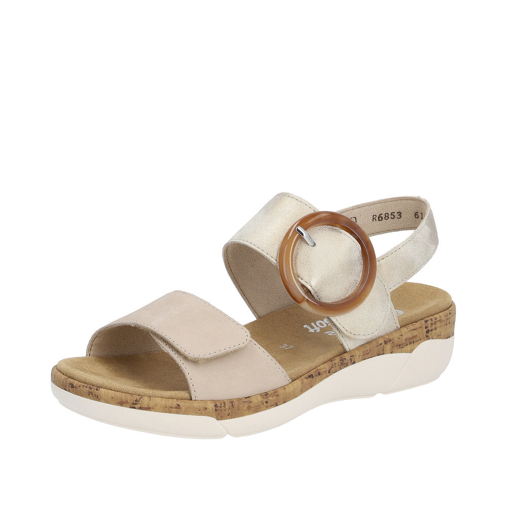 Remonte R6853-61 Ladies Taupe Leather Touch Fastening Sandals