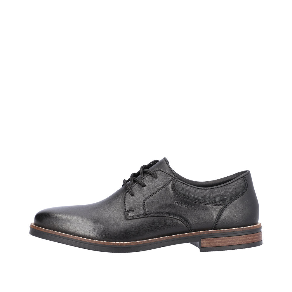 Rieker 13510-00 Mens Black Leather & Textile Lace Up Shoes-elevate your sole