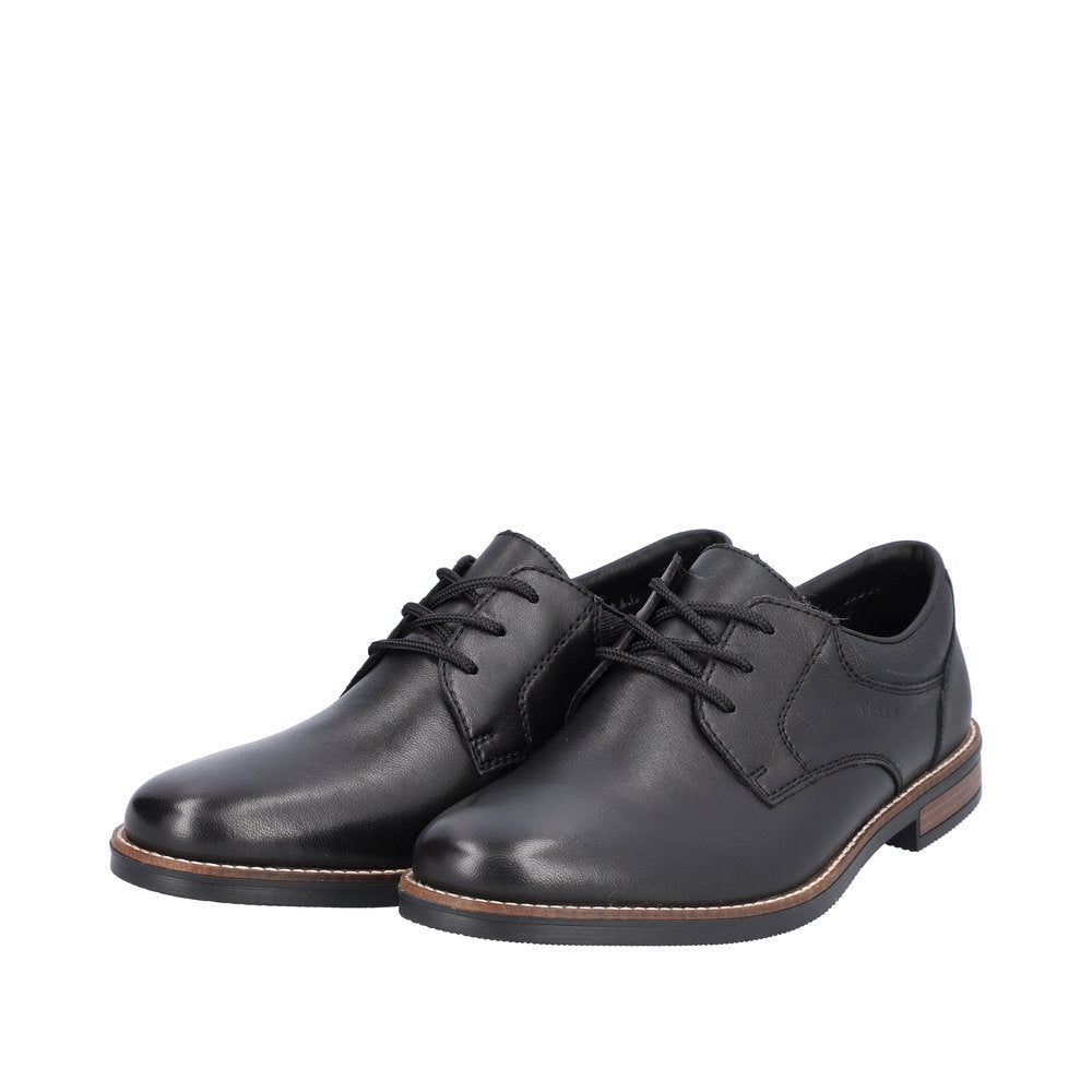 Rieker 13510-00 Mens Black Leather & Textile Lace Up Shoes-elevate your sole