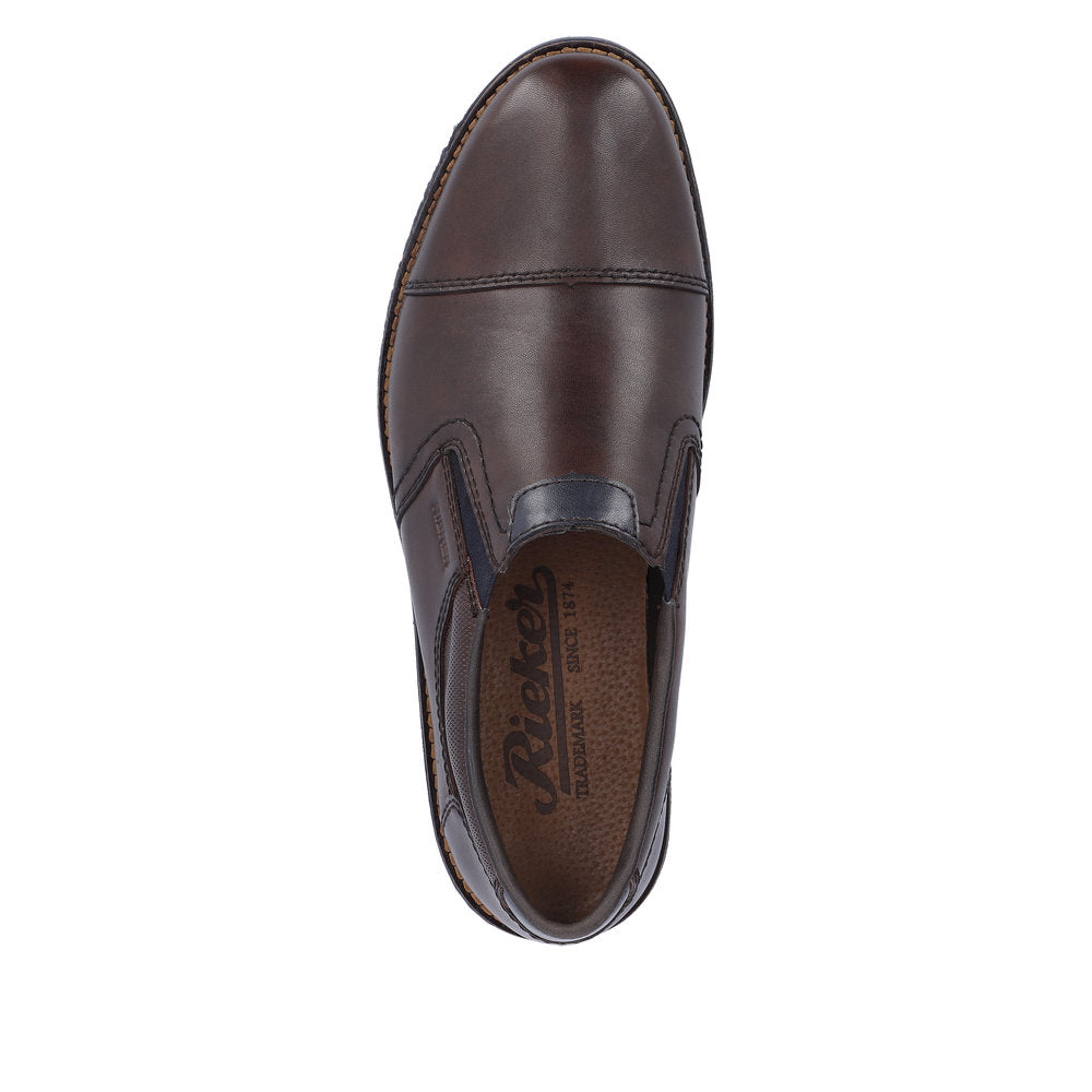 Rieker 14652-25 Mens Dark Brown Leather Slip On Shoes-elevate your sole