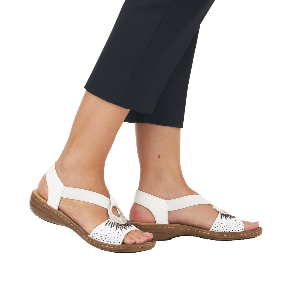 Rieker 60880-80 Ladies White Slip On Sandals-elevate your sole