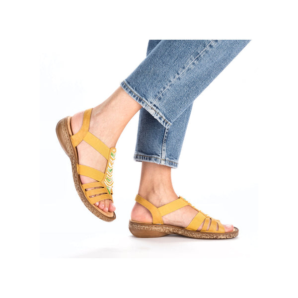 Rieker 62808-68 Ladies Yellow Slip On Sandals-elevate your sole