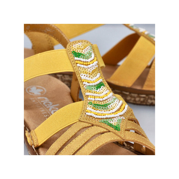 Rieker 62808-68 Ladies Yellow Slip On Sandals-elevate your sole