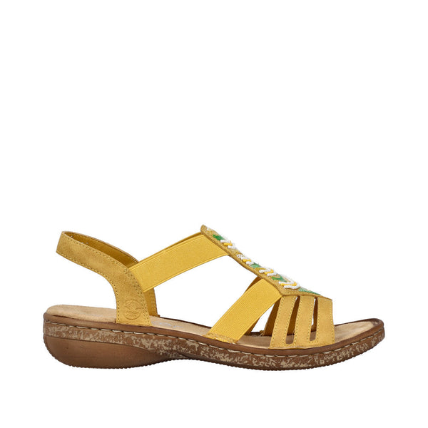 Rieker 62808-68 Ladies Yellow Slip On Sandals-elevate your sole