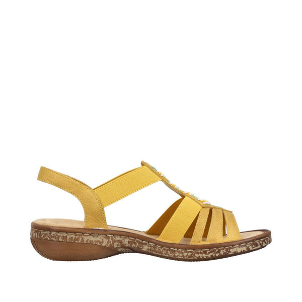 Rieker 62808-68 Ladies Yellow Slip On Sandals-elevate your sole