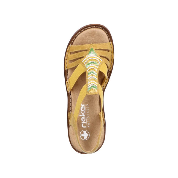 Rieker 62808-68 Ladies Yellow Slip On Sandals-elevate your sole