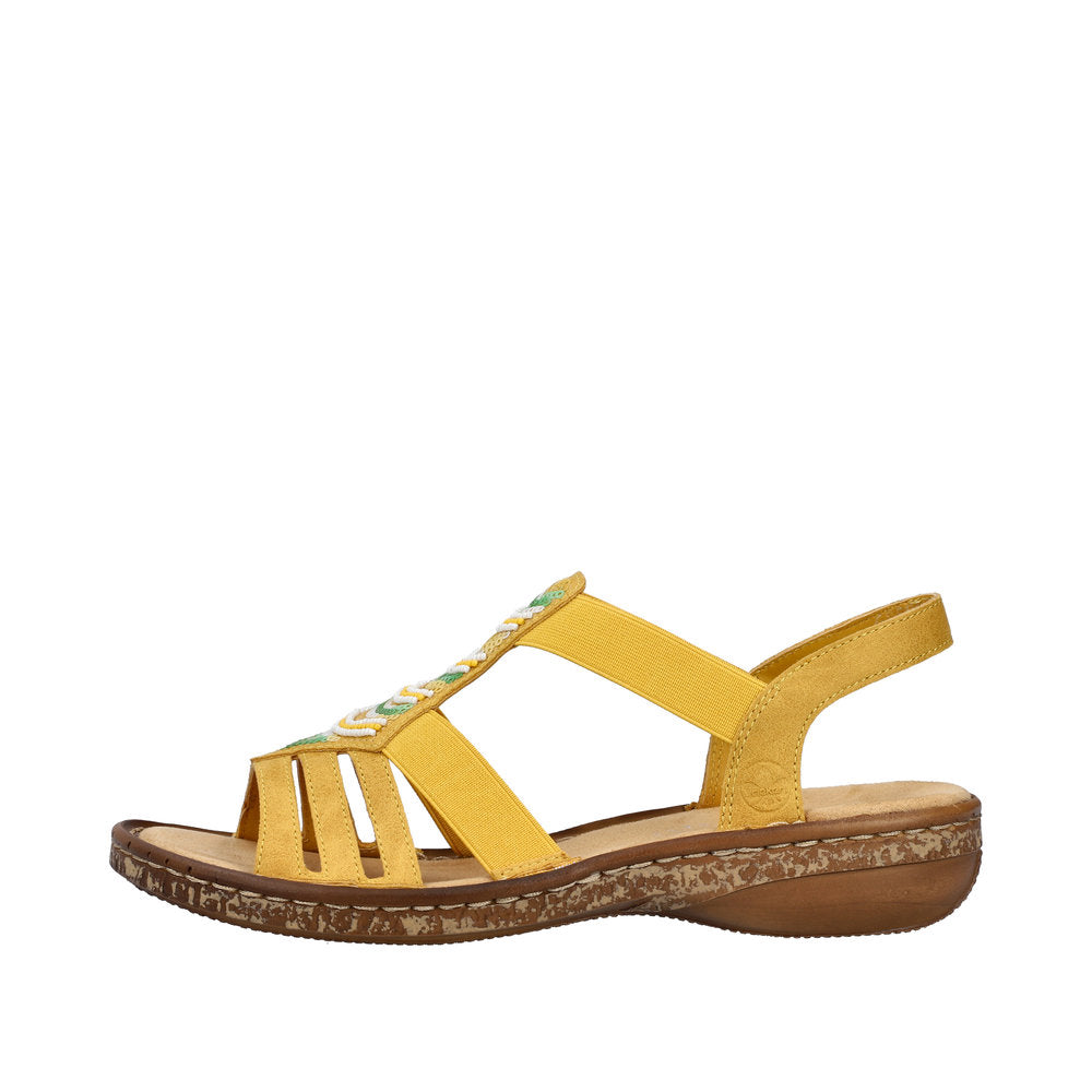 Rieker 62808-68 Ladies Yellow Slip On Sandals-elevate your sole