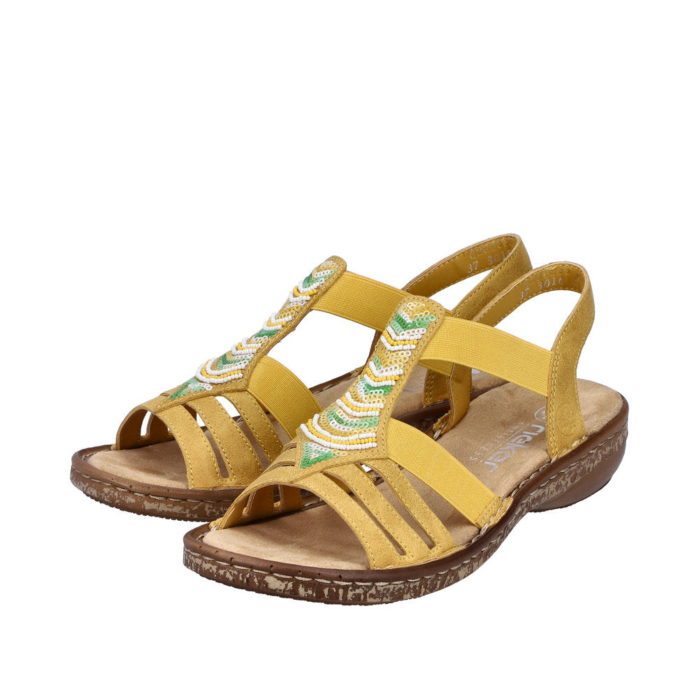 Rieker 62808-68 Ladies Yellow Slip On Sandals-elevate your sole