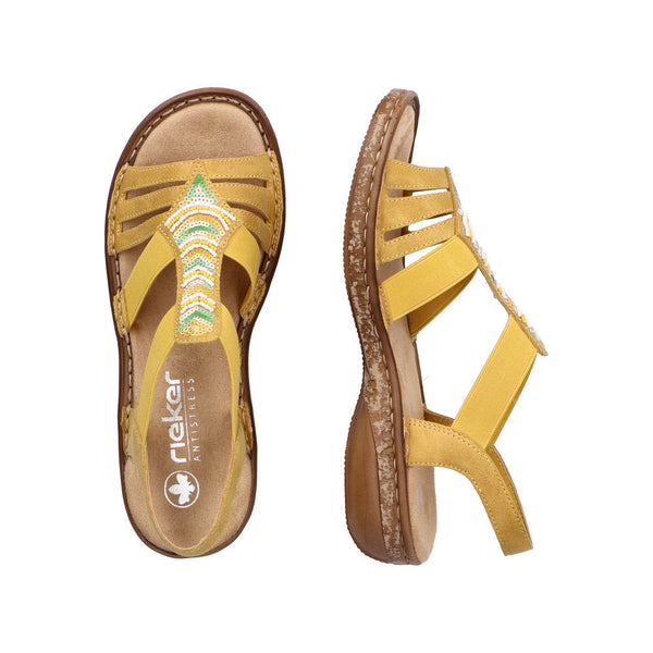 Rieker 62808-68 Ladies Yellow Slip On Sandals-elevate your sole